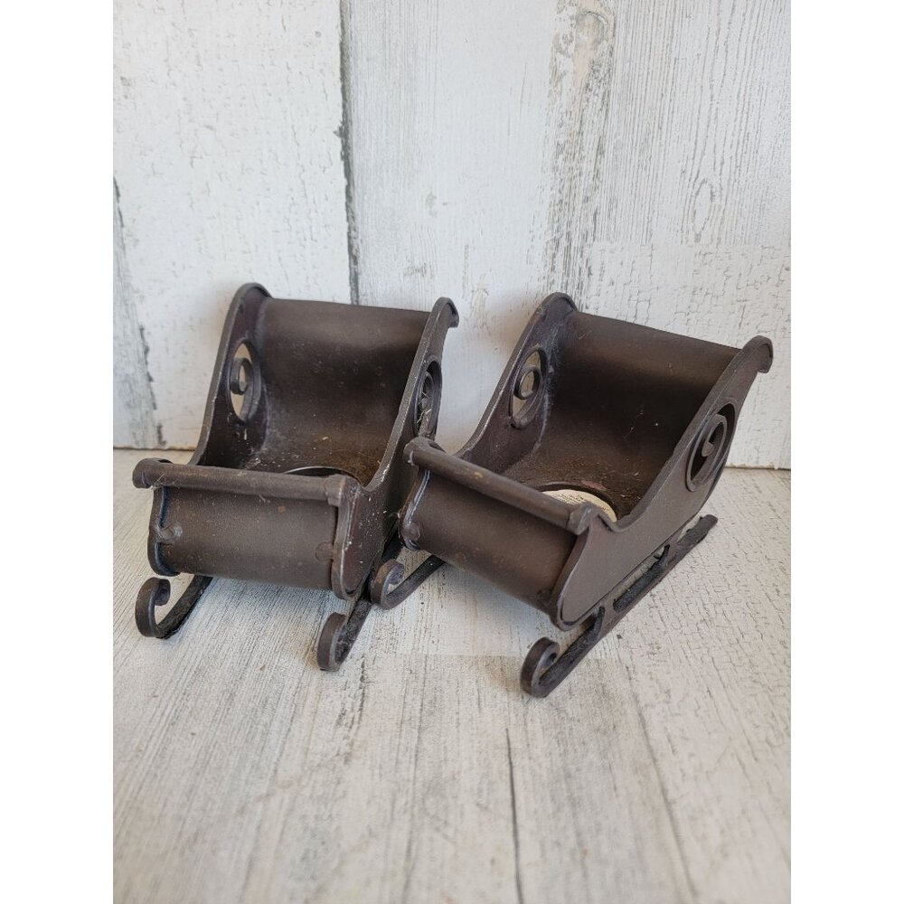Rustic metal sleigh tea light set home decor Xmas candle holder